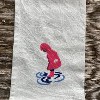 Girl in the rain Kitchen Towel